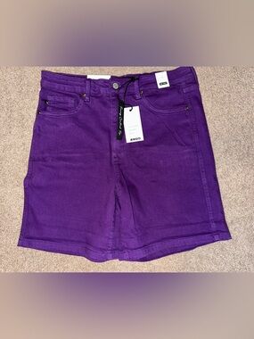 Judy Blue Tummy Control Purple Denim Shorts with Tags